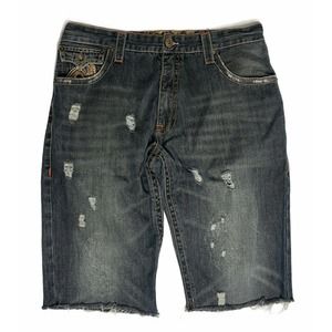 Mens PRAGA Jeans Mexico Distressed Cut Off Denim Shorts Flap Pockets Size 36